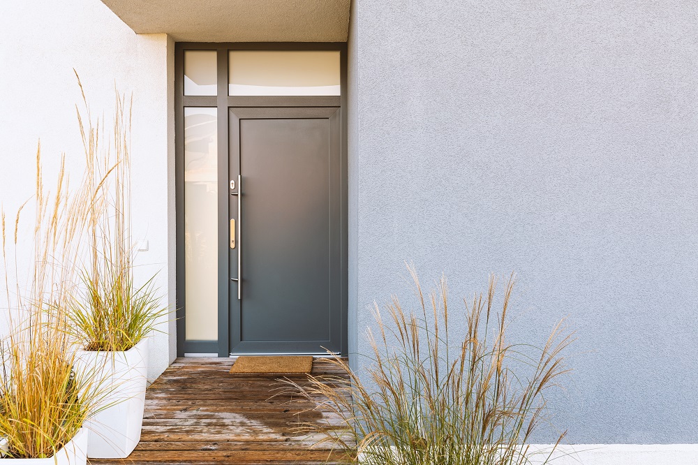 composite door in a stylish garden