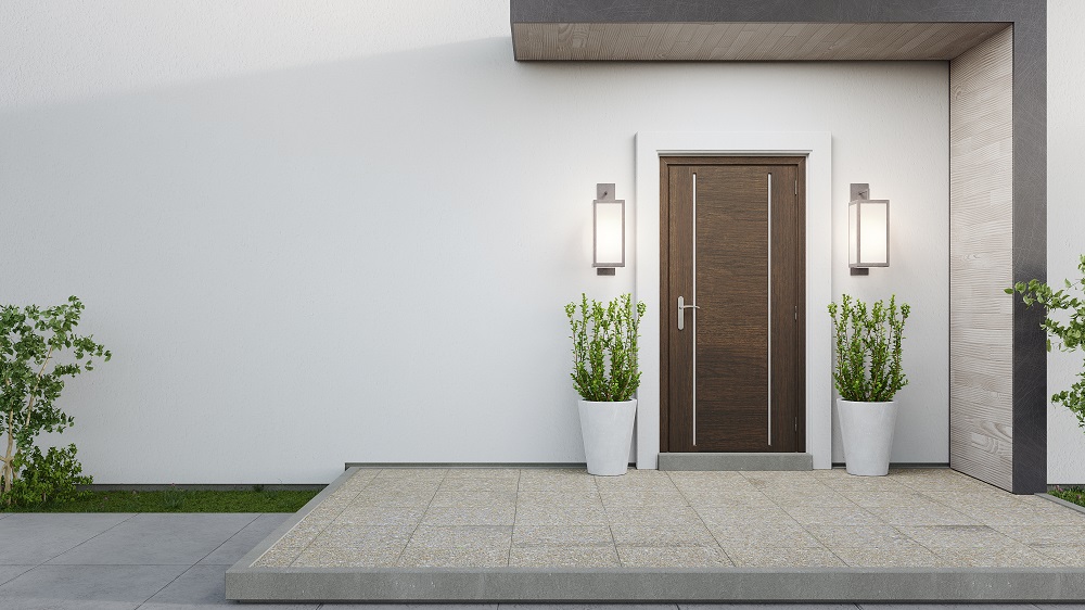 New house with wood effect composite door