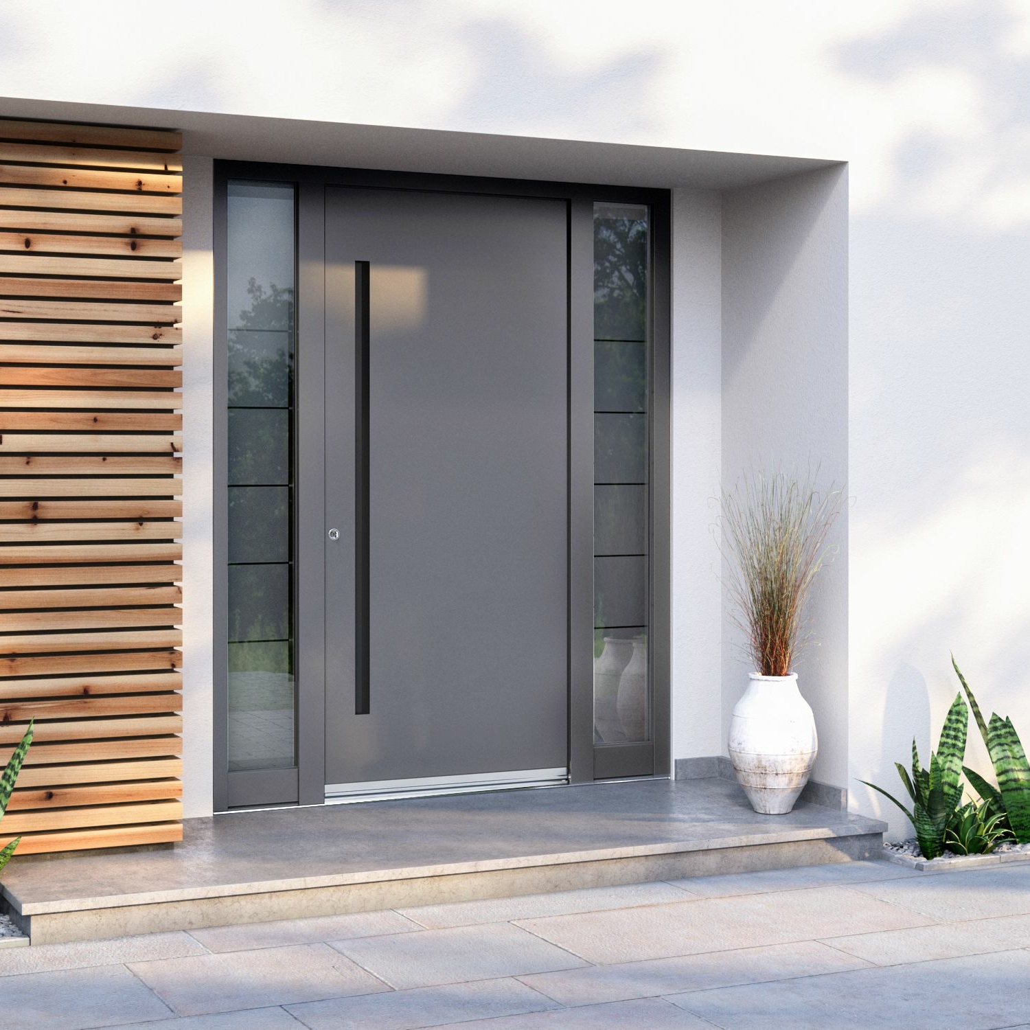 lighter grey aluminium door